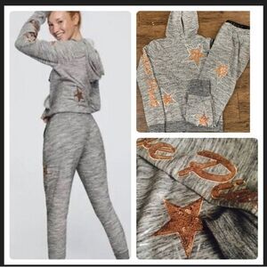 Victoria’s Secret Pink Bling Star ROSEGOLD Hoodie / Joggers Outfit set S